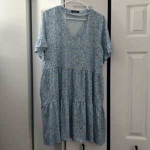 Blue floral print dress